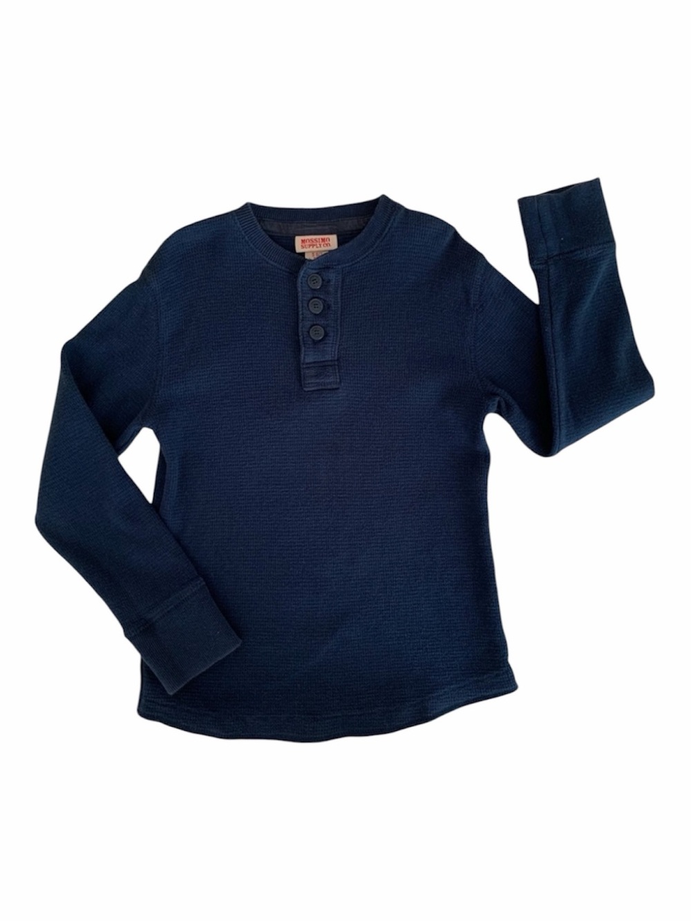 Mossimo Supply Co. Thermal Shirt Boy S 6/7 Blue Waffle Weave Henley Long Sleeves